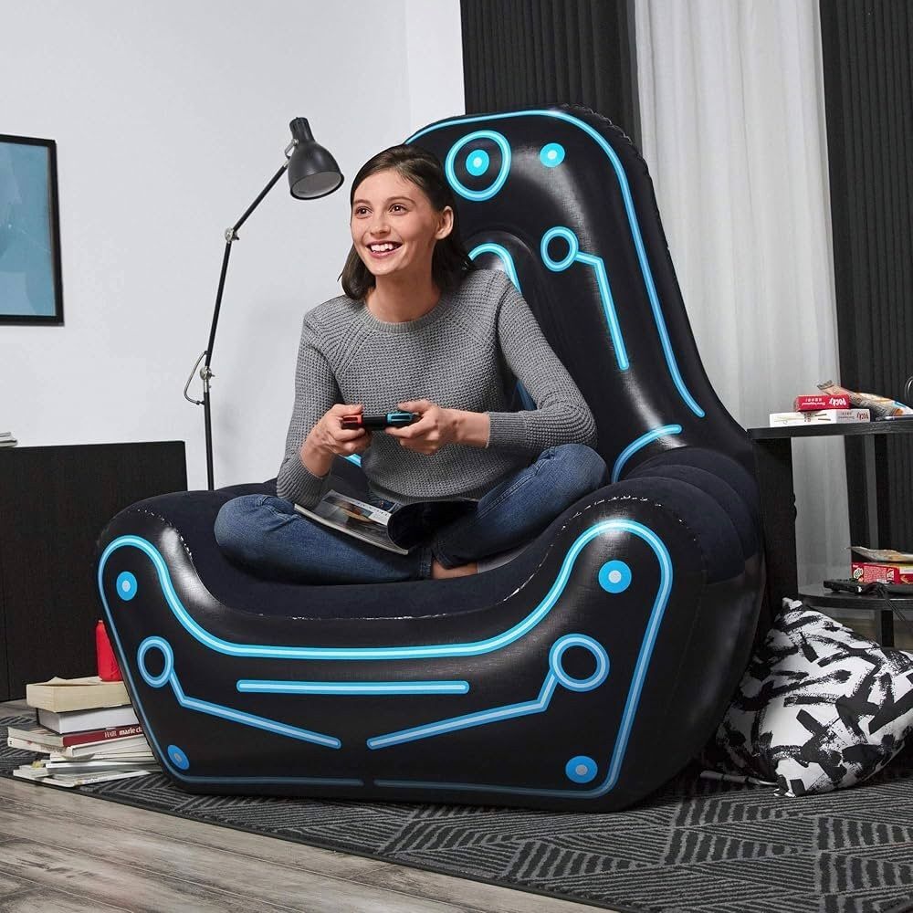 Inflatable Black and Blue Gaming Chair
